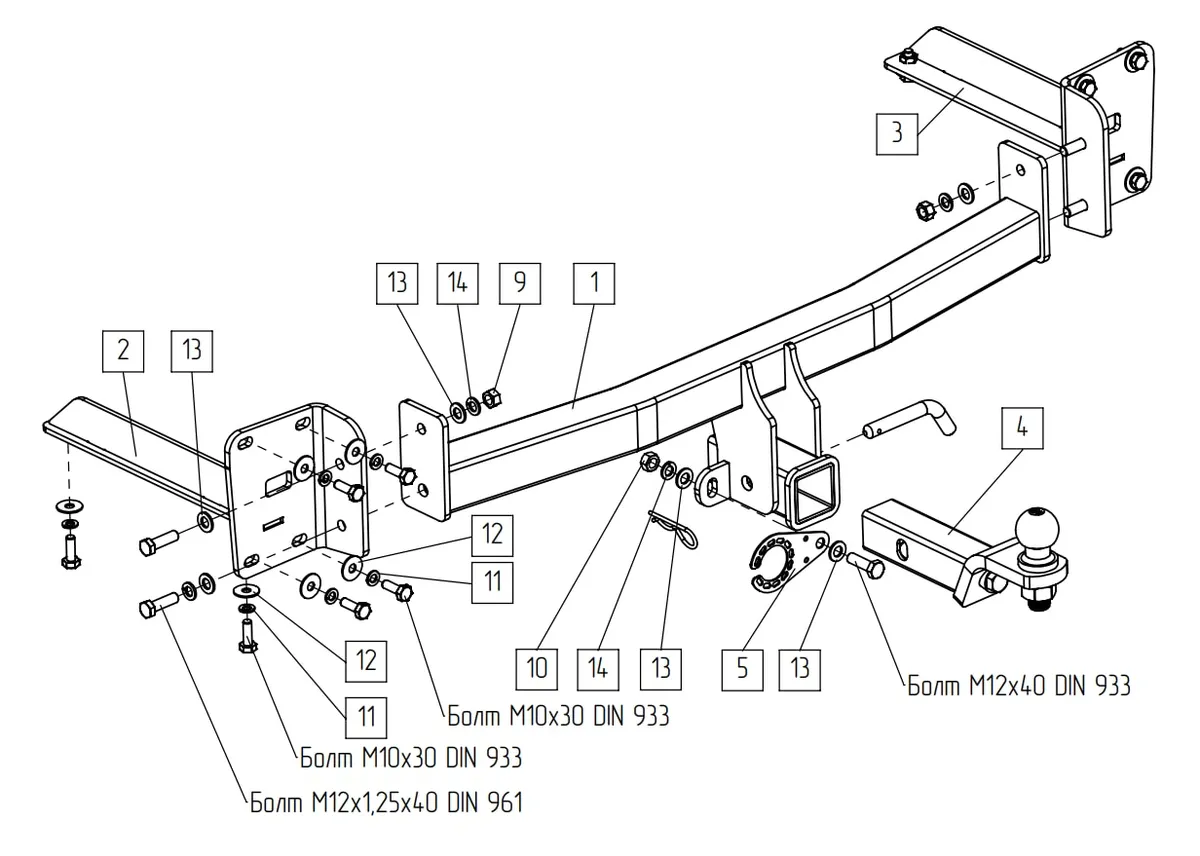 Фаркоп TowRus для Volkswagen Teramont 2022-2026 269092 в Казань