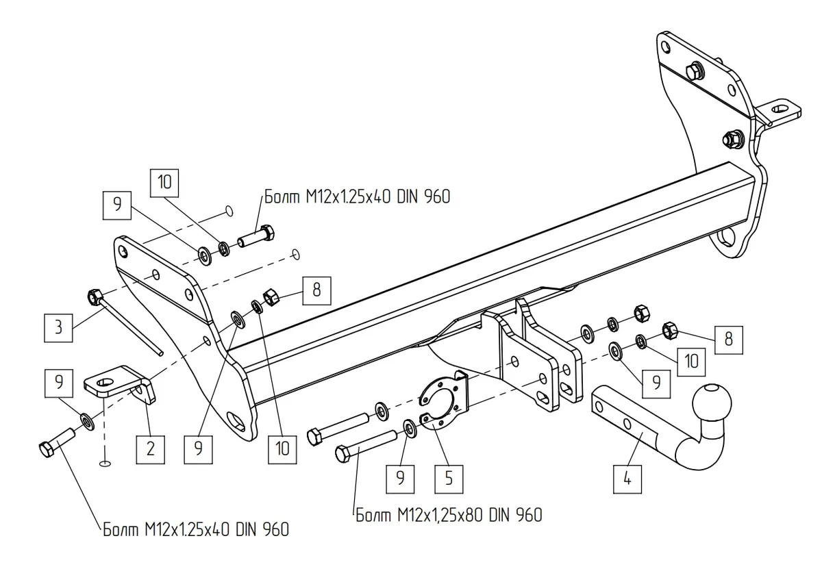 Фаркоп Baltex для Jeep Grand Cherokee 2010-2022 Арт. 049115 049115 в Казань
