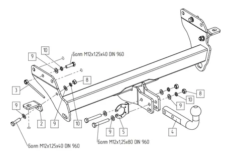 Фаркоп Baltex для Jeep Grand Cherokee 2010-2022 Арт. 049115 049115 в Казань